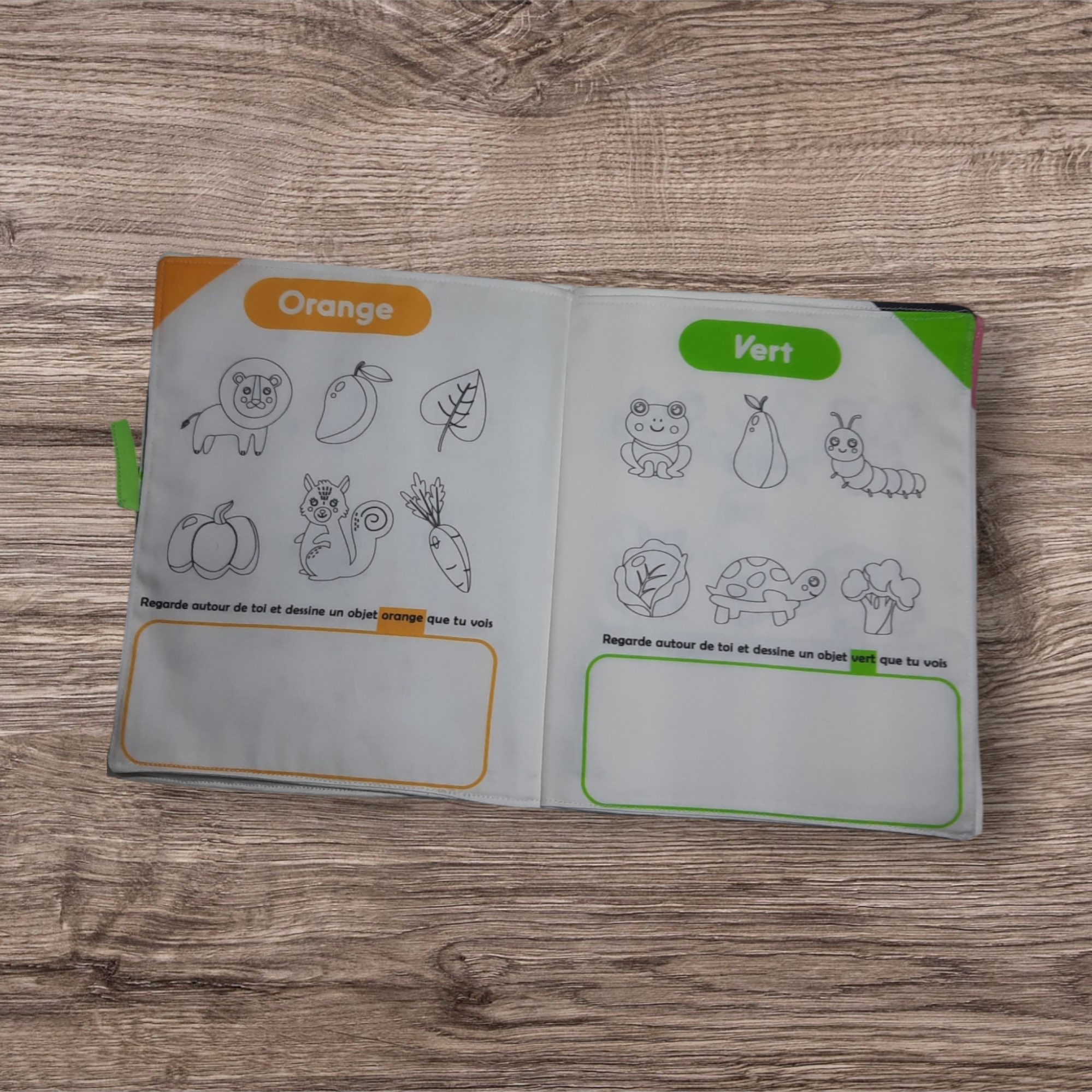 Livre à colorier lavable en coton – 12 pages réutilisables pour enfants 3-7 ans – Image 3