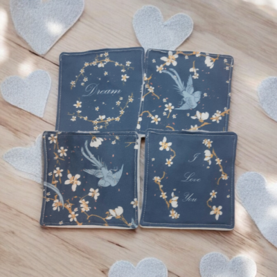 Lot de 4 lingettes démaquillantes lavables - Motif " I love you "