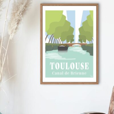 Affiche de Toulouse avec cadre bois