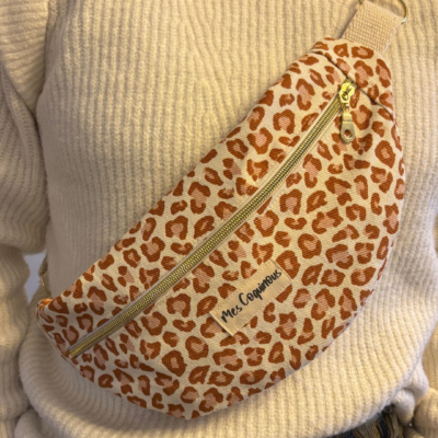 Sac banane gabardine leopard