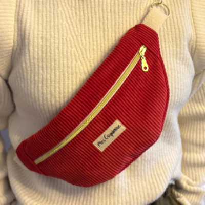 Sac banane velours côtelé - rouge
