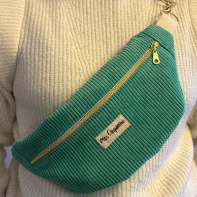 Sac banane velours côtelé - vert menthe