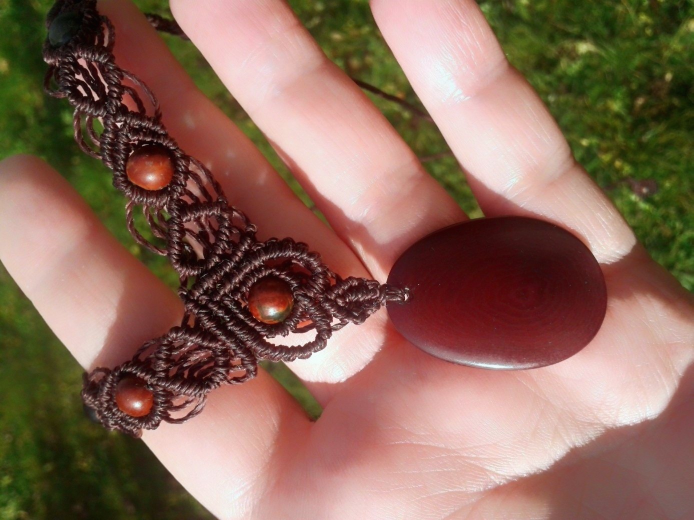 Collier Macramé Tagua Et Perles Jaspe Picasso / Bijou Artisanal ,Lithothérapie – Image 4