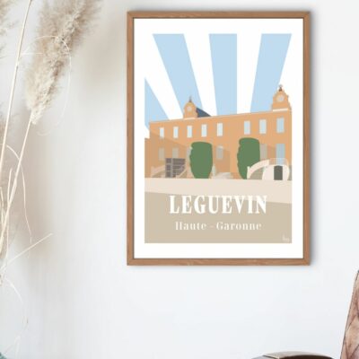 Affiche de Leguevin avec cadre bois