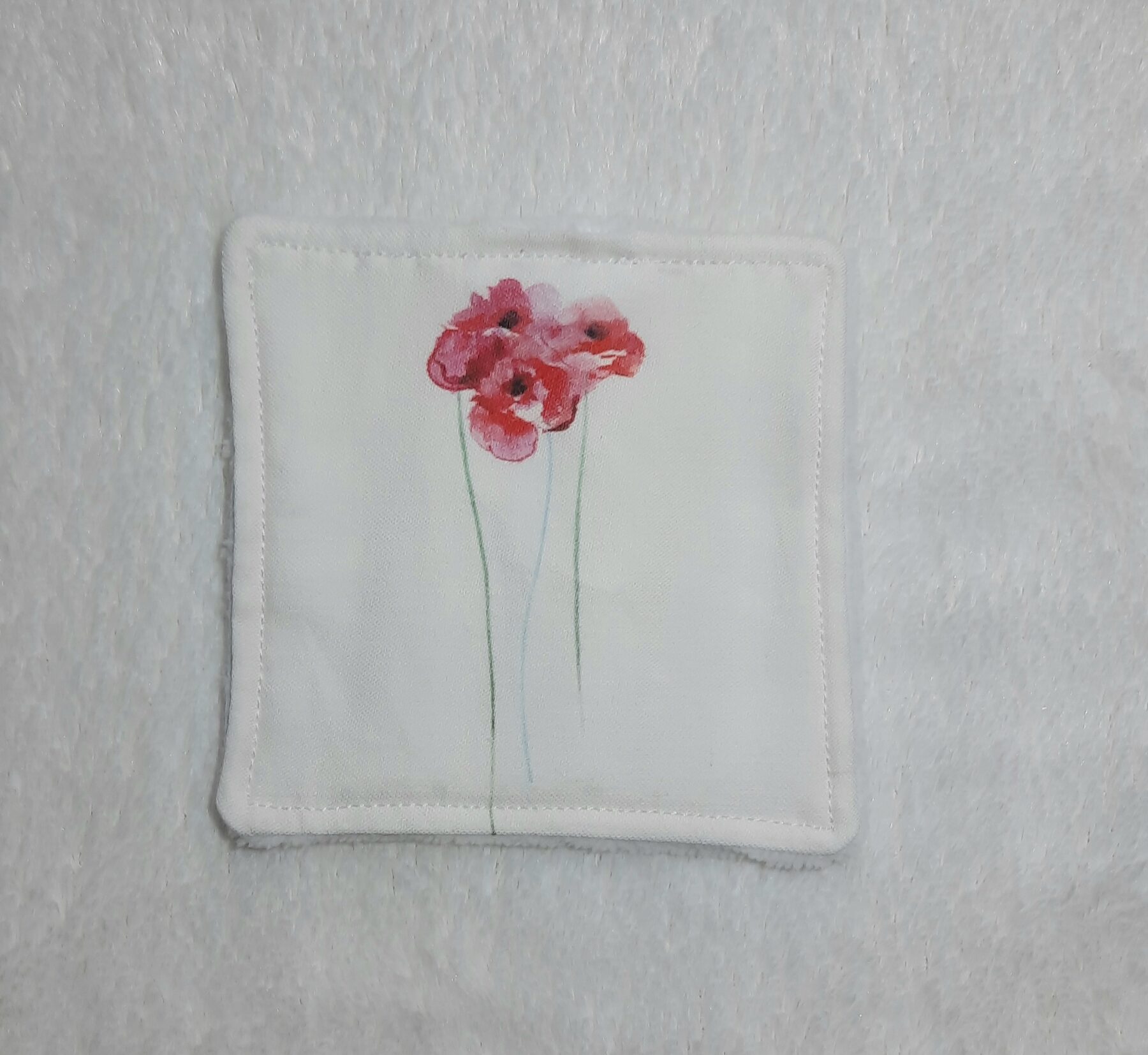 Lot de 4 Lingettes Démaquillantes Lavables en Bambou - Motif Coquelicots – Image 3