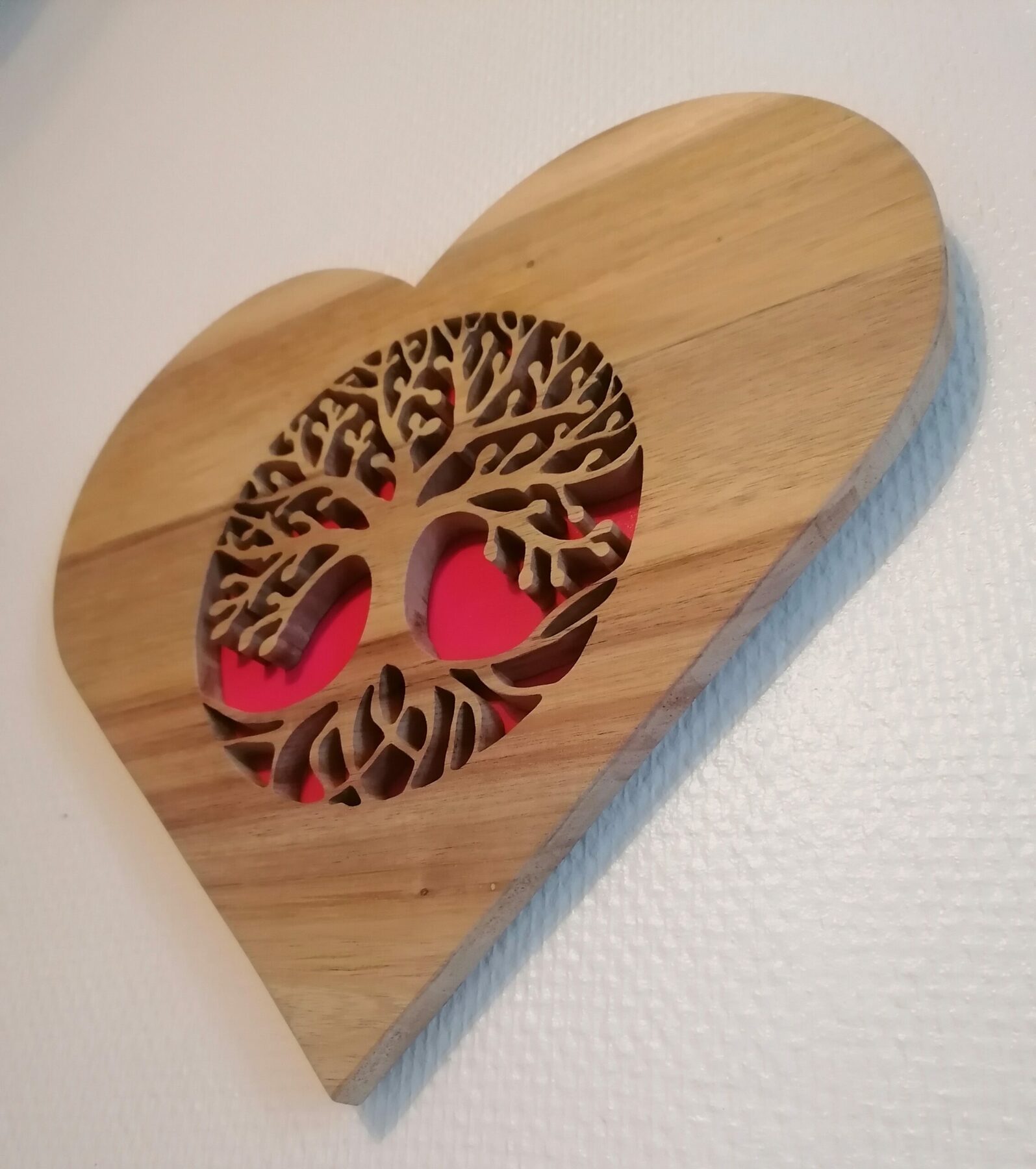 Arbre de vie en cœur fait mains, cadeau fêtes et anniversaires, symbole, décoration murale originale, ambiance reposante et romantique. – Image 2