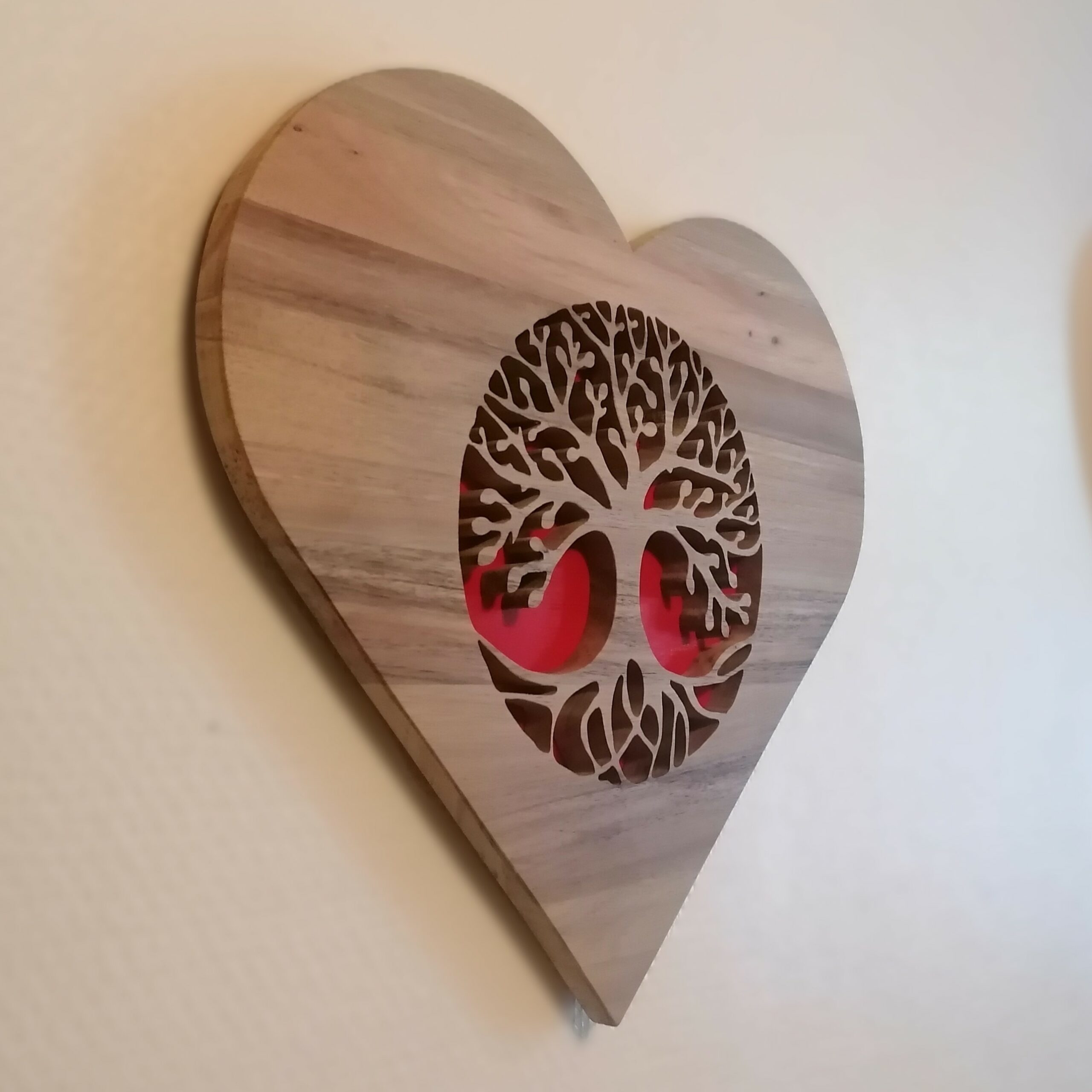 Arbre de vie en cœur fait mains, cadeau fêtes et anniversaires, symbole, décoration murale originale, ambiance reposante et romantique. – Image 2