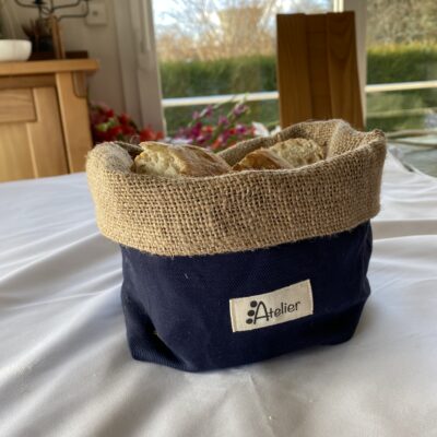 Panière à pain Jute/bleu