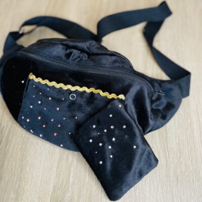 Sac banane adulte velours noir &strass