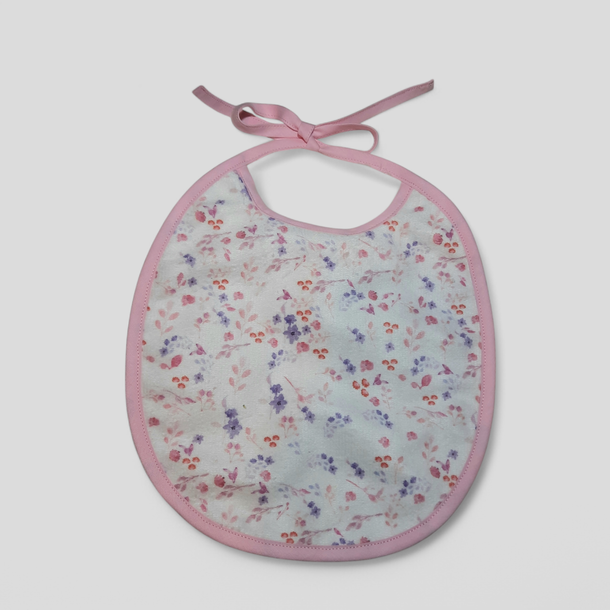 Bavoir Rond en Éponge de Bambou – Motif Fleuri Aquarelle| Fait Main & Oeko-Tex – Image 2