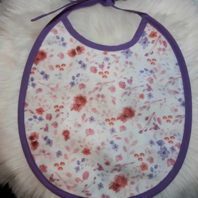 Bavoir Rond en Éponge de Bambou – Motif Fleuri Aquarelle| Fait Main & Oeko-Tex