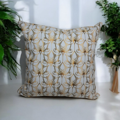 Housse de Coussin Art Déco Lys Gold - Fabrication Française & Oeko-Tex - 40x40 cm