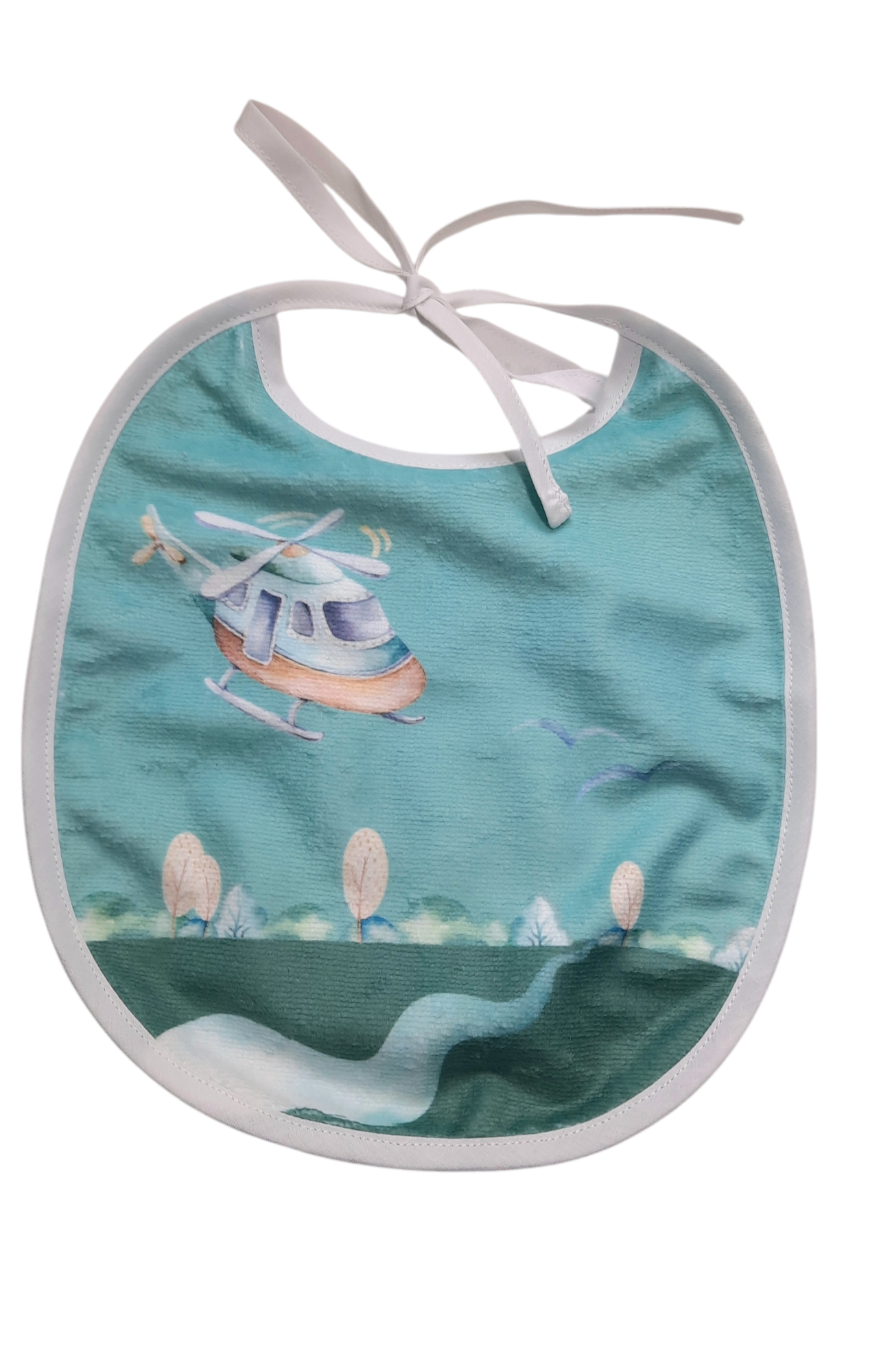 Bavoir rond en éponge de bambou – Motif Montgolfière – Image 2