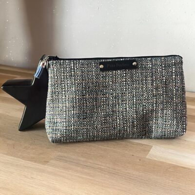 Trousse en tweed bleu- P'tite Poulette-Création artisanale française
