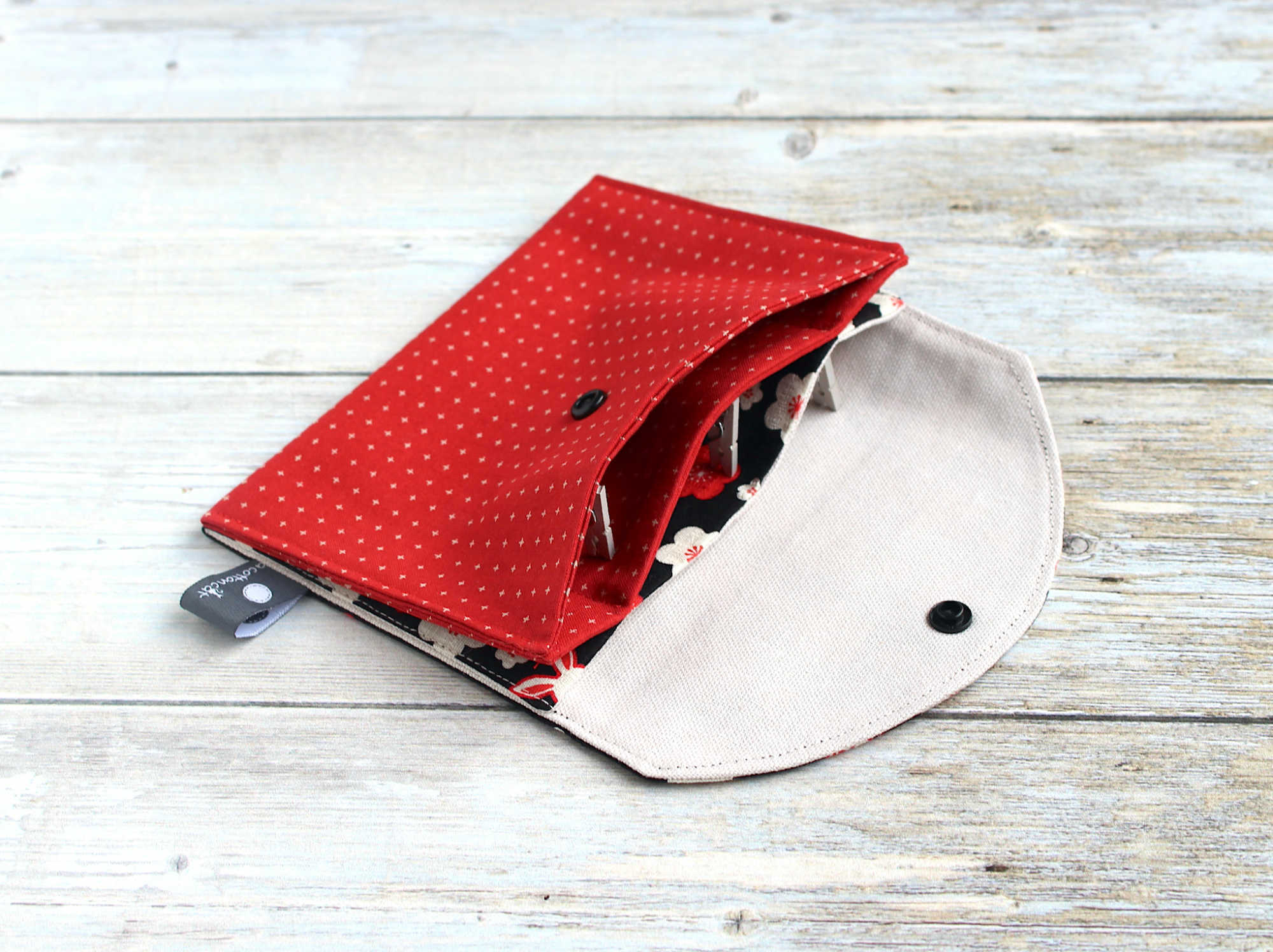 Portefeuille tissu japonais, porte passeports, trousse plate clip, pochette multi poches – Image 2