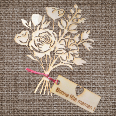 Bouquet en bois personnalisation possible, fleurs en bois, cadeau personnalisé, cadeau bois
