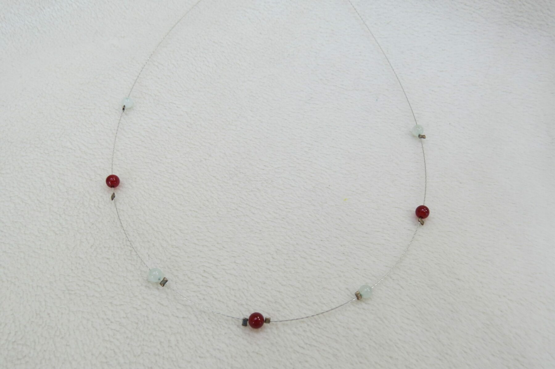 Collier cornaline et aigues marine monté sur câble – Image 3