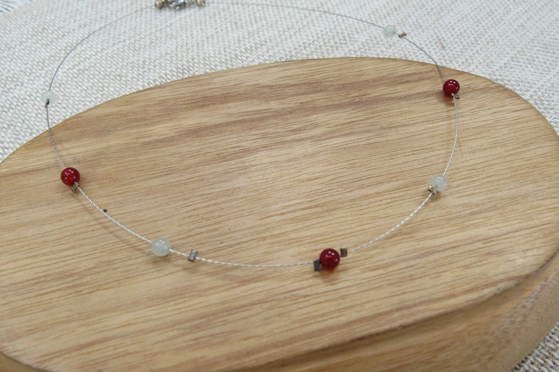 Collier cornaline et aigues marine monté sur câble – Image 2