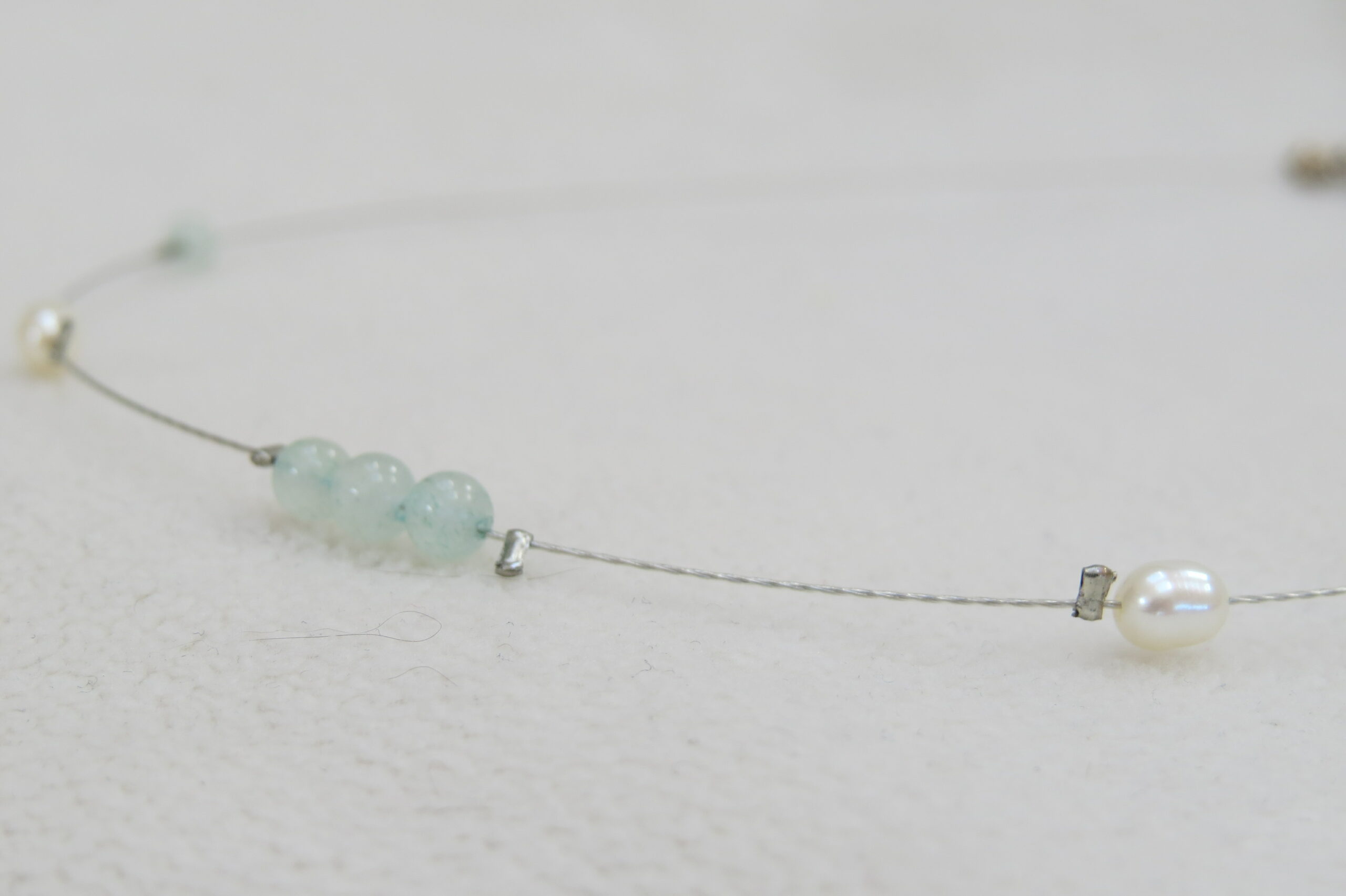 Collier Aigue marine et perle d'eau douce – Image 3