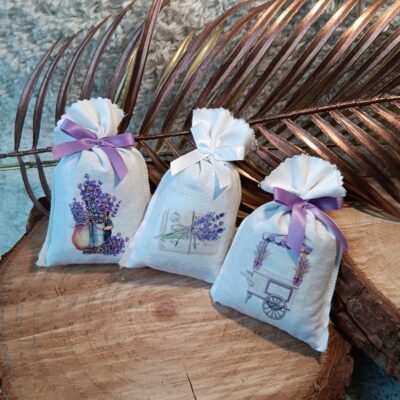 Lot 3 sachets de lavande bio imprimés.