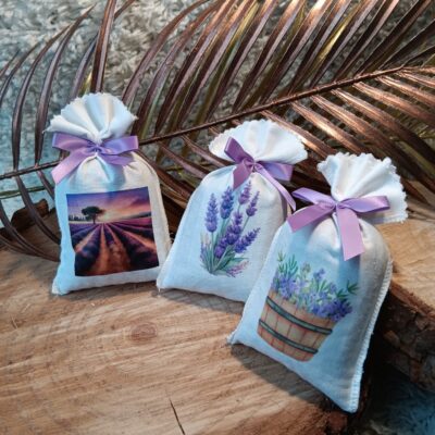 Lot 3 sachets de lavande bio imprimés.