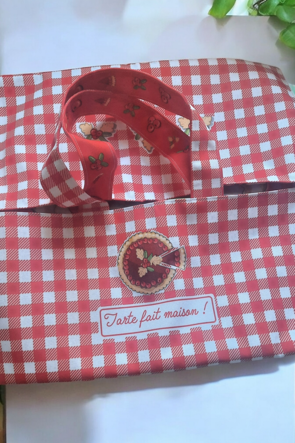 Sac à Tarte Réversible Imperméable - Fait Main en France, Motif tarte aux groseilles