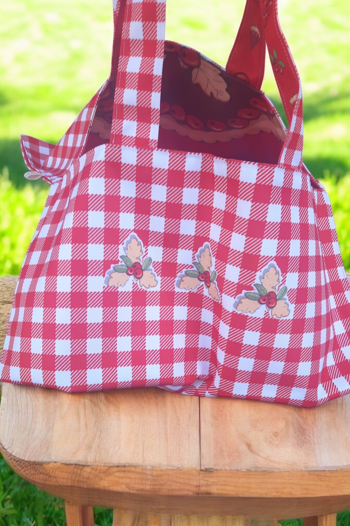 Sac à Tarte Réversible Imperméable - Fait Main en France, Motif tarte aux groseilles – Image 3