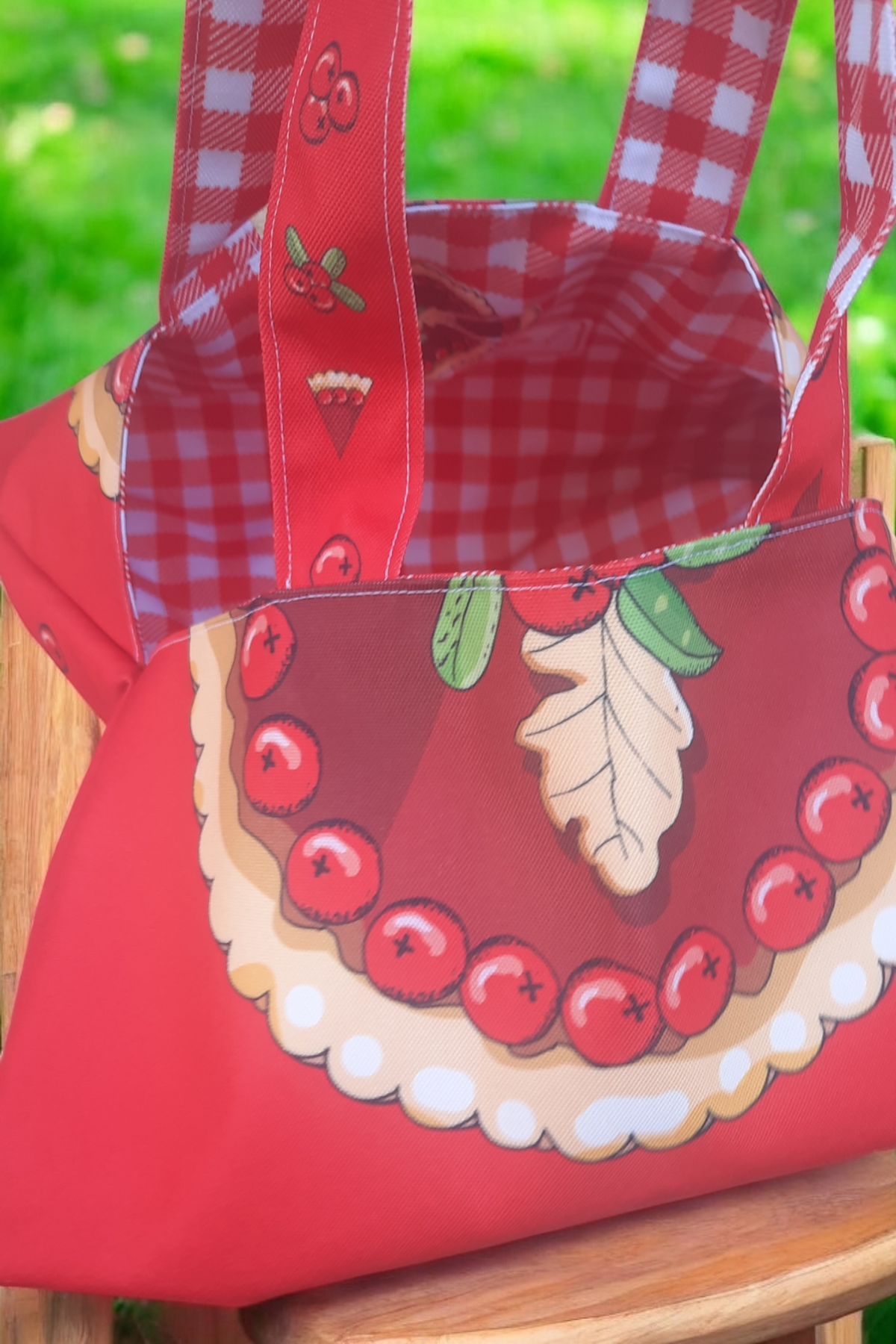 Sac à Tarte Réversible Imperméable - Fait Main en France, Motif tarte aux groseilles – Image 5