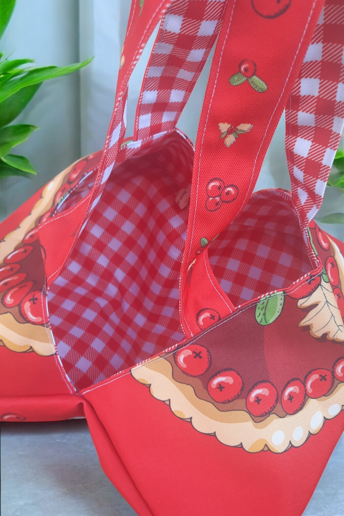 Sac à Tarte Réversible Imperméable - Fait Main en France, Motif tarte aux groseilles – Image 6
