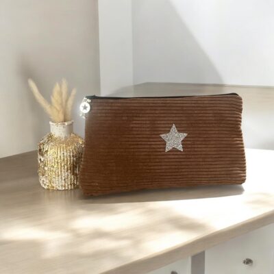 Trousse- Pochette à maquillage en velours côtelé