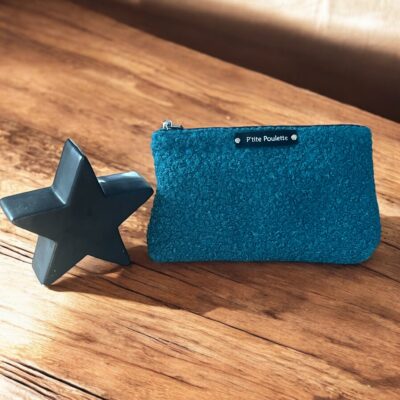 Trousse en bouclette bleu canard