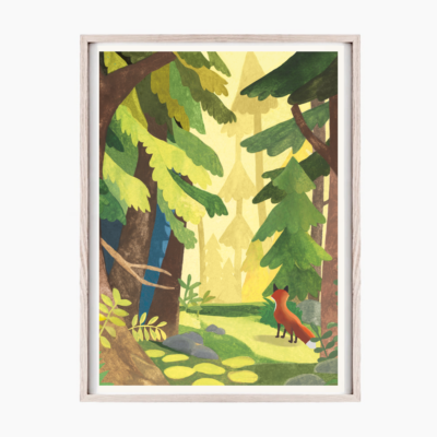 Affiche chambre enfant garçon ou fille - un renard dans la forêt
