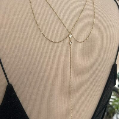 Collier dos nu mariée strass, cristal, perles, … collier dos unique couleur or, argent, or rose, création sur mesure selon vos envies - Ateliersdisa