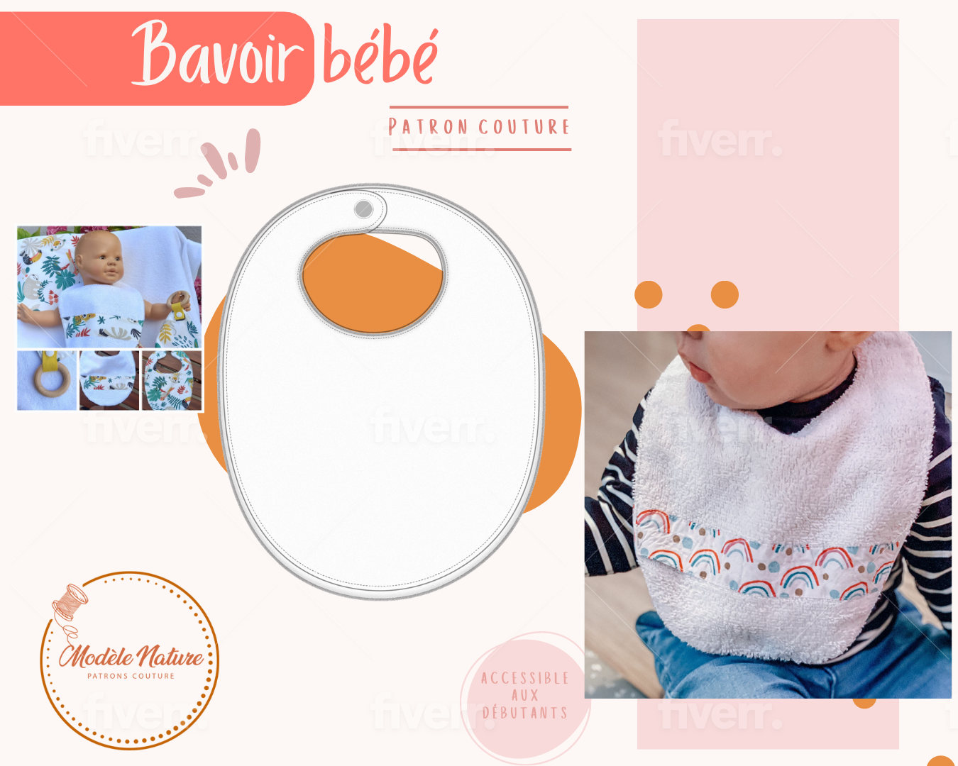 Patron pdf du bavoir bébé, téléchargeable