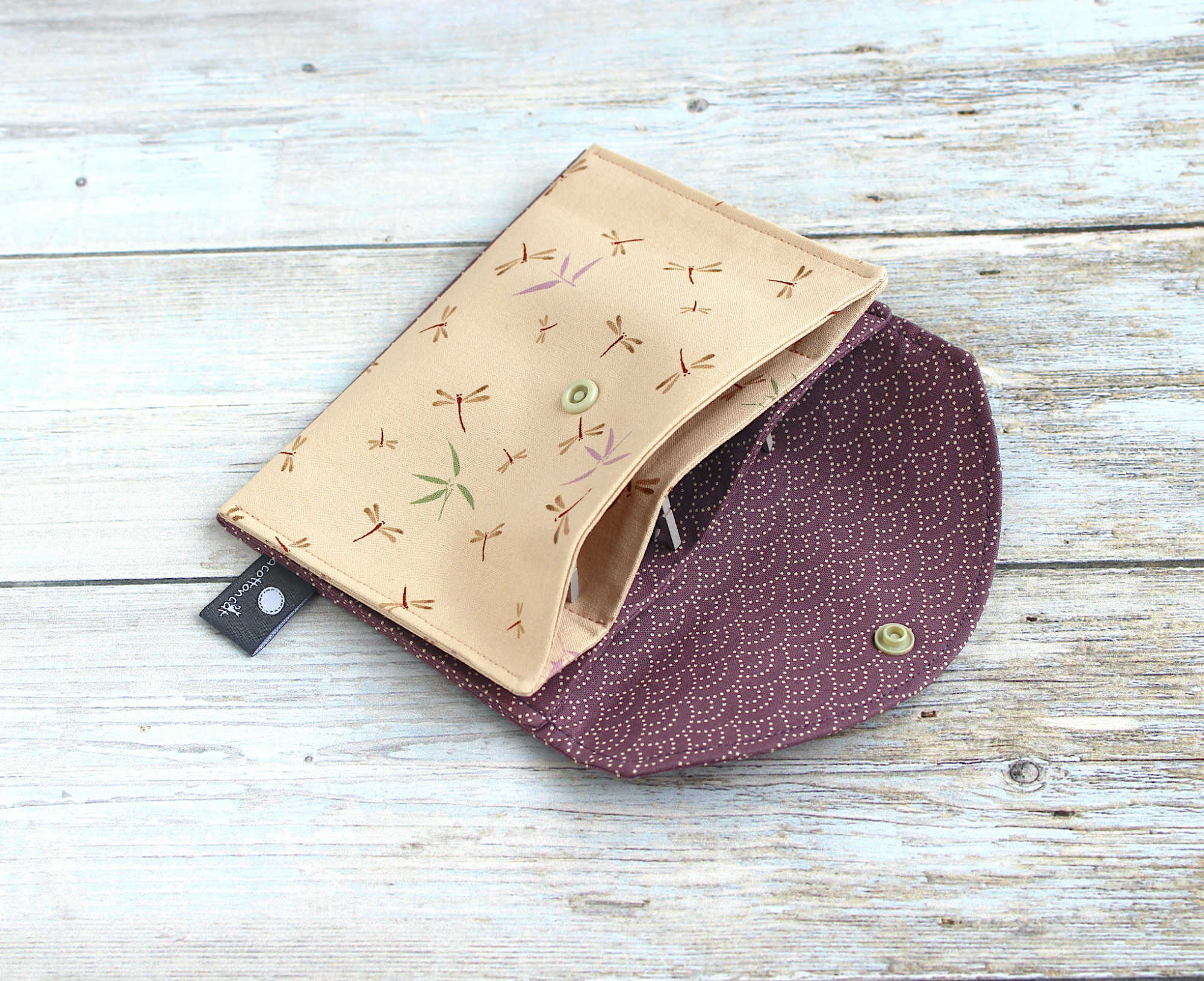 Portefeuille tissu japonais, range passeports, pochette japonaise multi poches, trousse plate clip – Image 2
