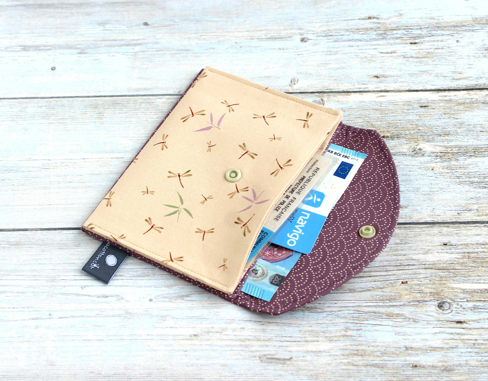 Portefeuille tissu japonais, range passeports, pochette japonaise multi poches, trousse plate clip – Image 4