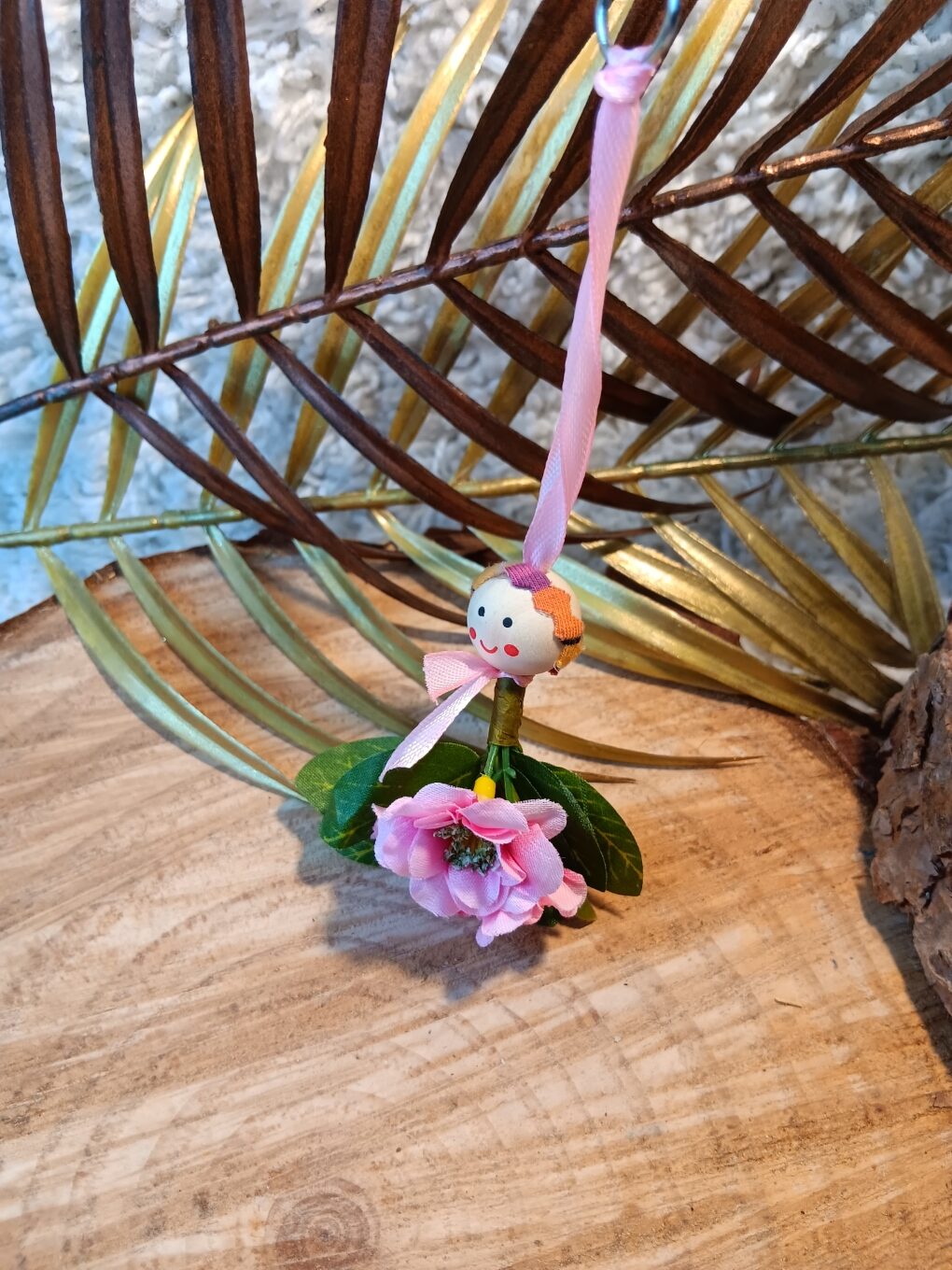 Porte clef / bijou de sac bouquet de rose