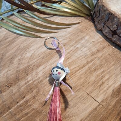 Porte clef / bijou de sac pompon rose
