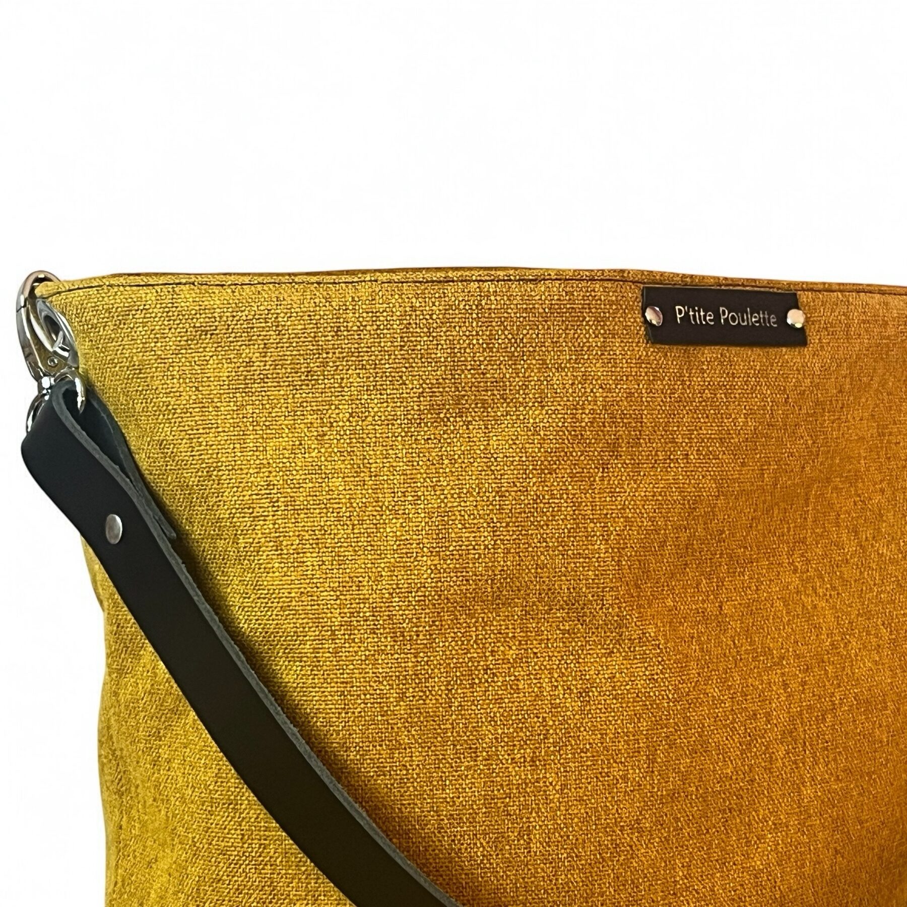 Sac cabas jaune citron et anses en cuir – Image 2