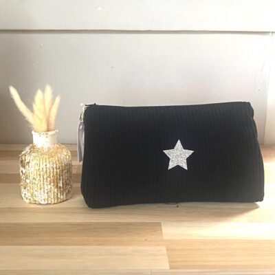 Trousse en velours côtelé noir