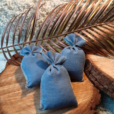 Lot 3 sachets de lavande bio en lin, couleur bleue 1