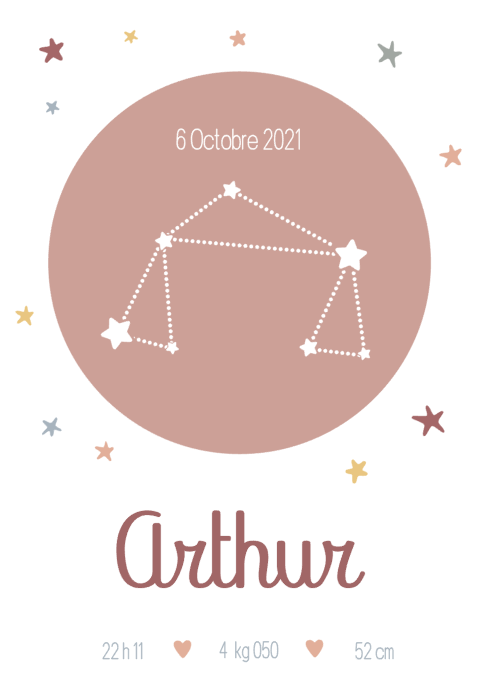 Affiche de naissance personnalisée constellation – Image 4