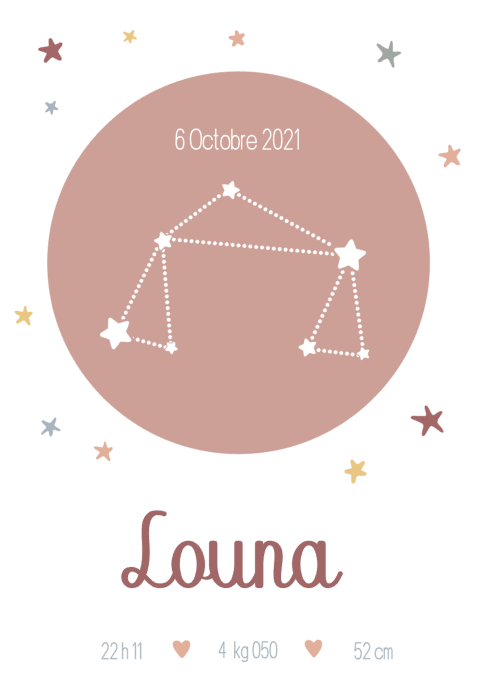 Affiche de naissance personnalisée constellation – Image 3