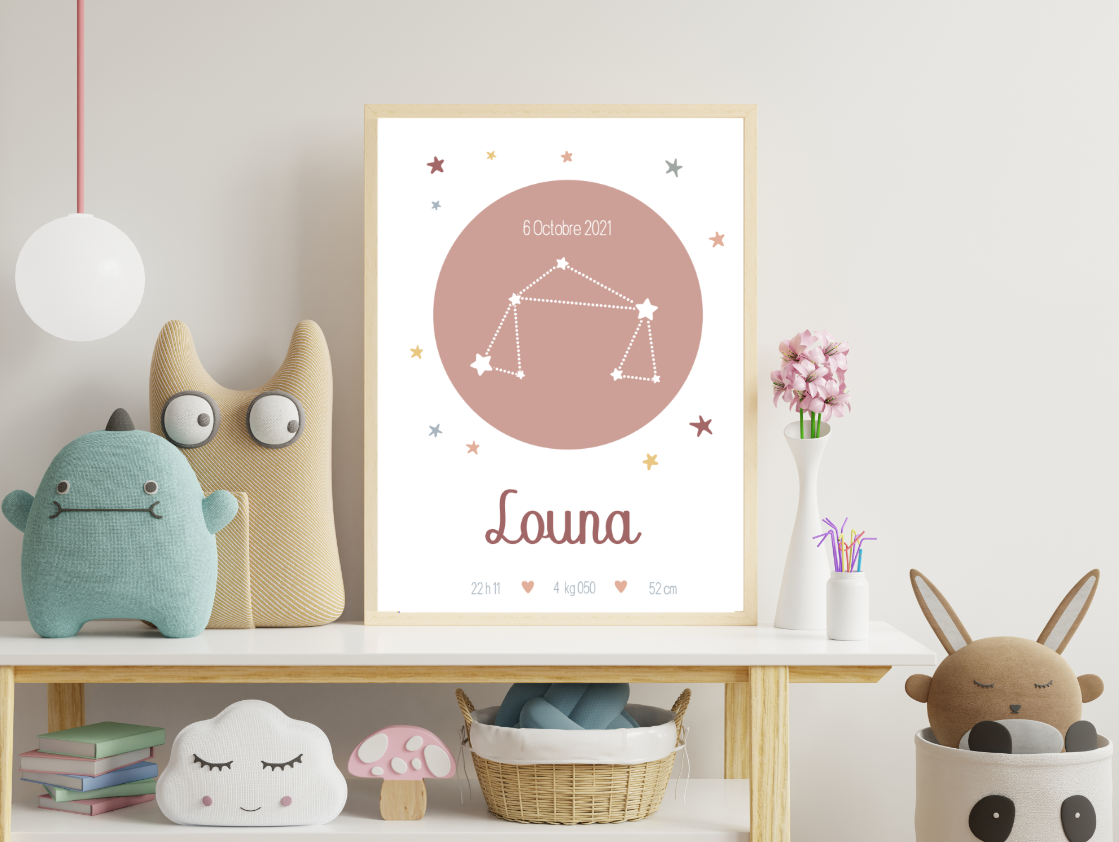 Affiche de naissance personnalisée constellation – Image 2