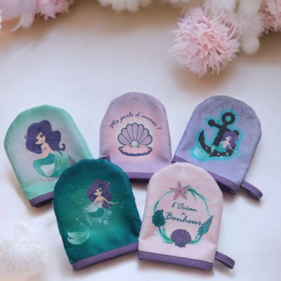 🌊 Mini-gants de toilette La Petite Sirène – Douceur & Magie au quotidien ! 🐚