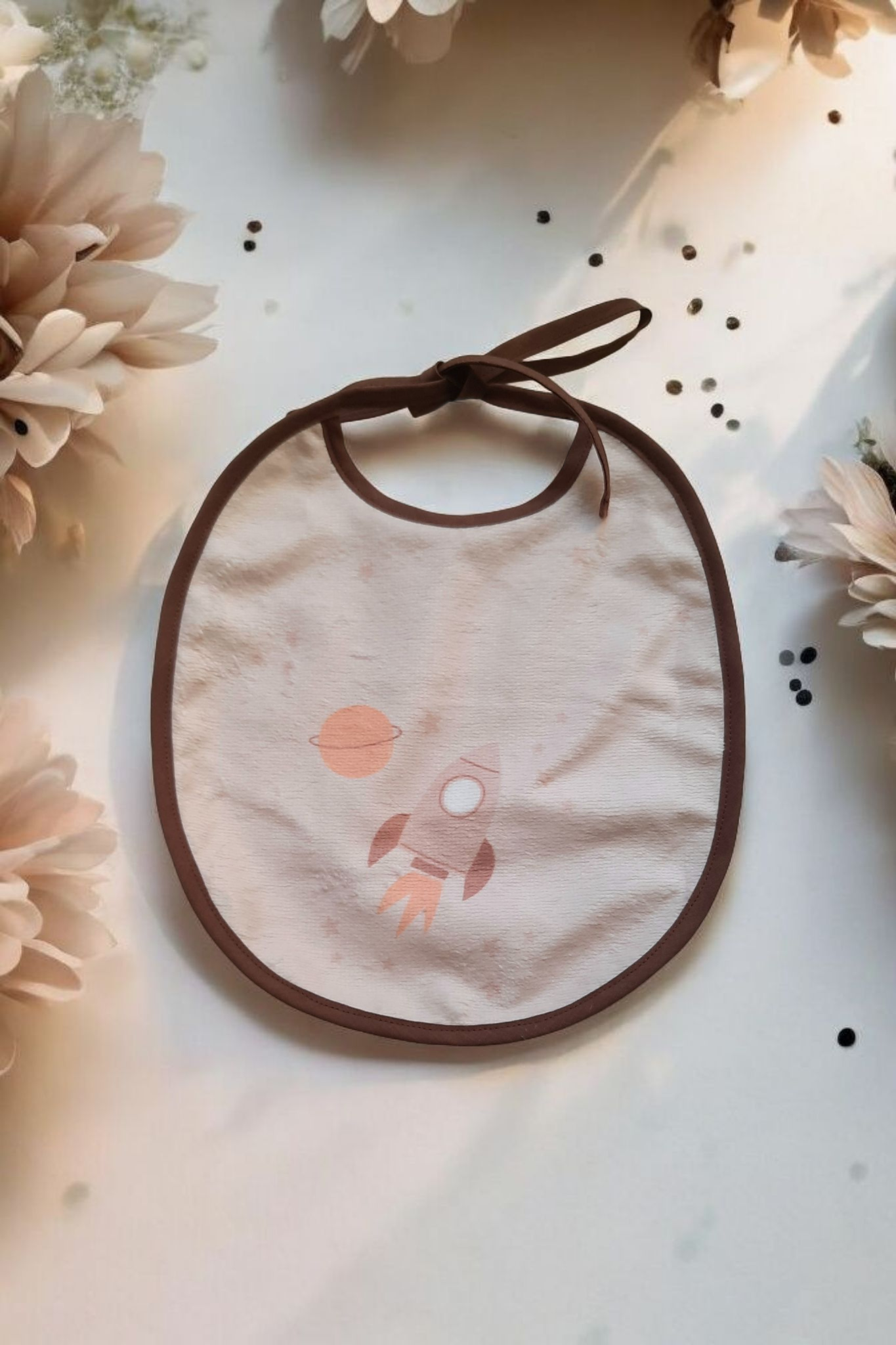 Bavoir Rond en Éponge de Bambou – Collection Petit Ourson