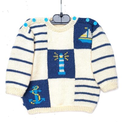 pull bébé tricot main style marin taille 1 a,