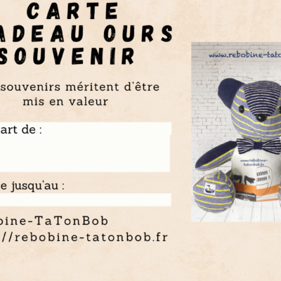 Carte cadeau Peluche ours souvenir
