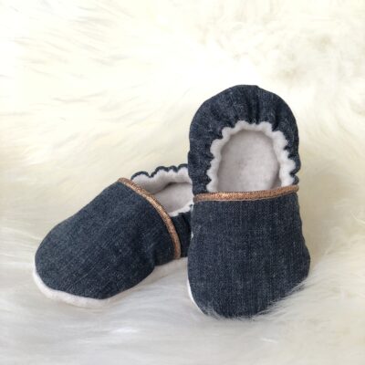 Chaussons bébé doublés en coton bio - Modèle Jean