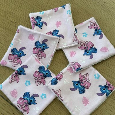 Lingettes lavables bébé Lilo et Angel Disney à partir d'un lot de 8 en éponge coton, bambou, polaire au choix ATELIERSDISA